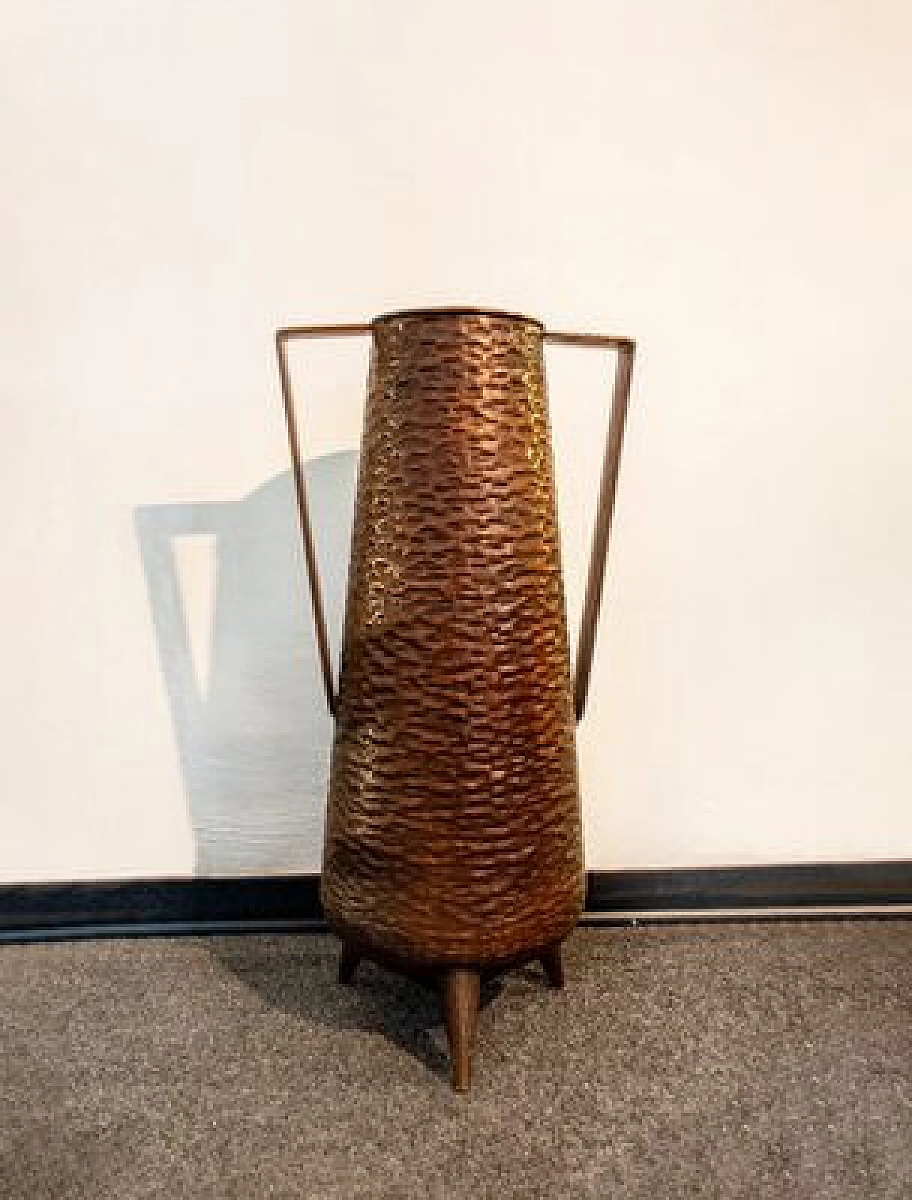 Copper umbrella stand from Varzino Bottega Artistica, 1950s 1