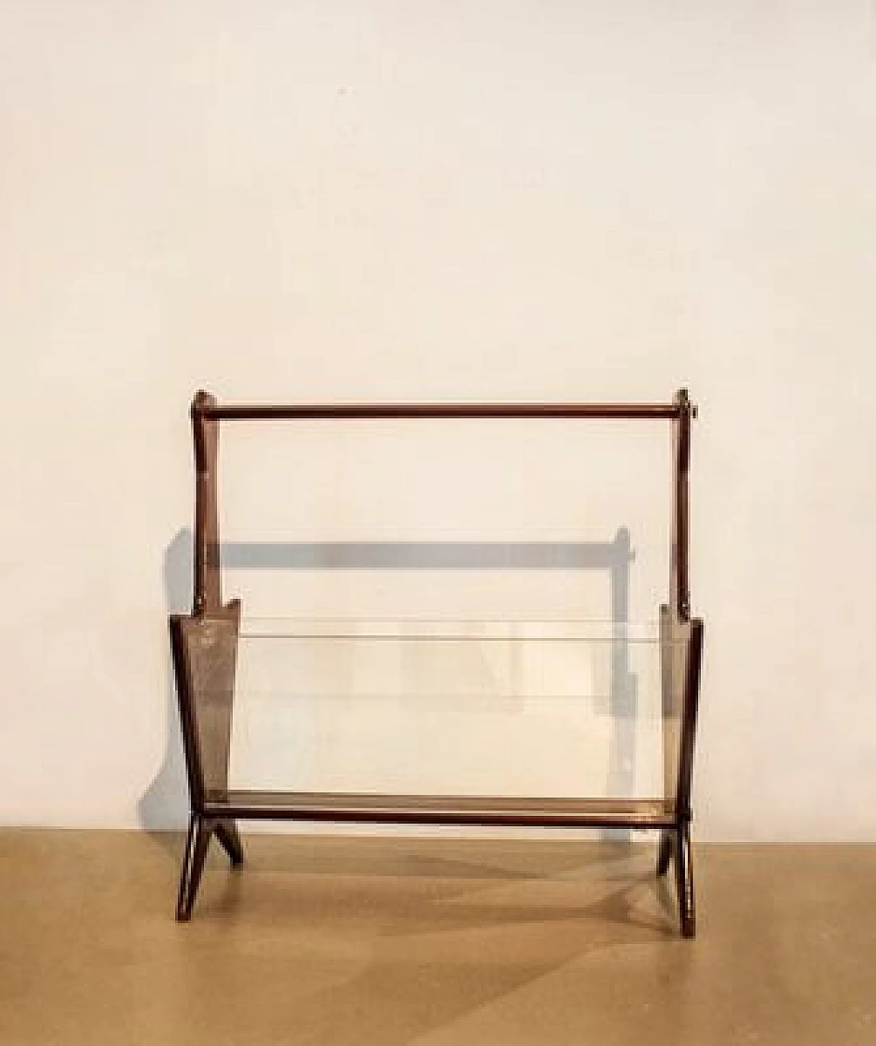 Magazine rack with wooden frame & glass by Ico Parisi, 1960s 1