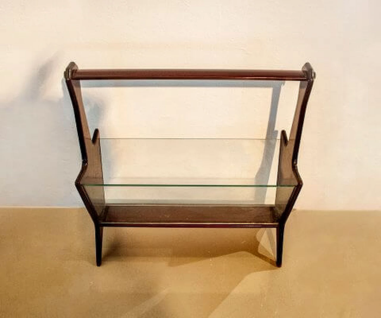 Magazine rack with wooden frame & glass by Ico Parisi, 1960s 3