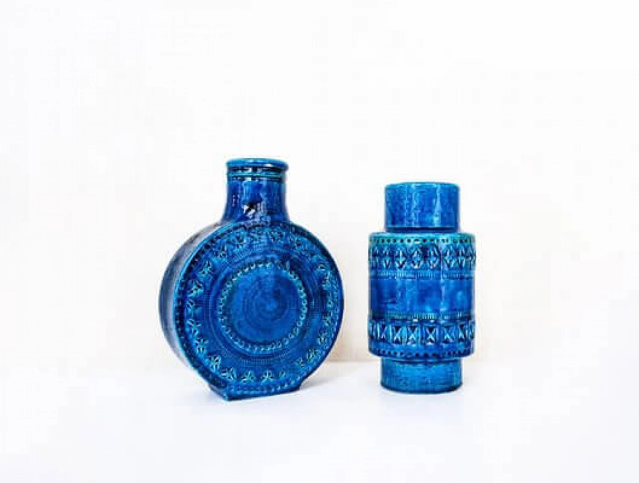 Pair of blue ceramic vases by Aldo Londi for Bitossi, 1960s 1