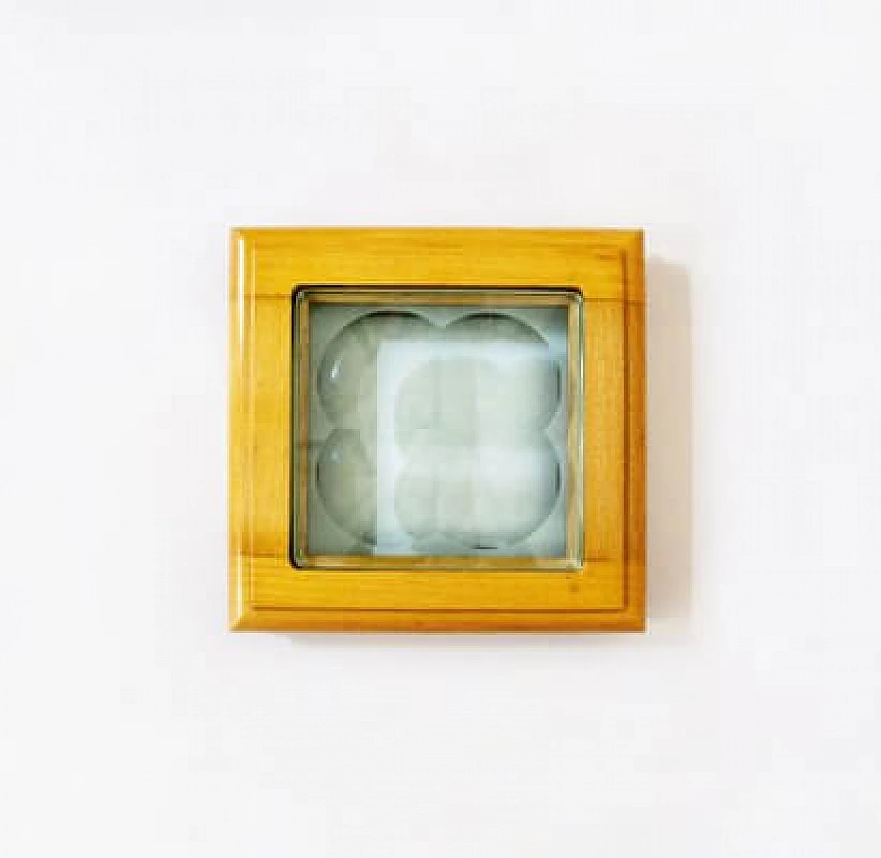 Glasswork with wooden frame from Fontana Arte, 1970s 3