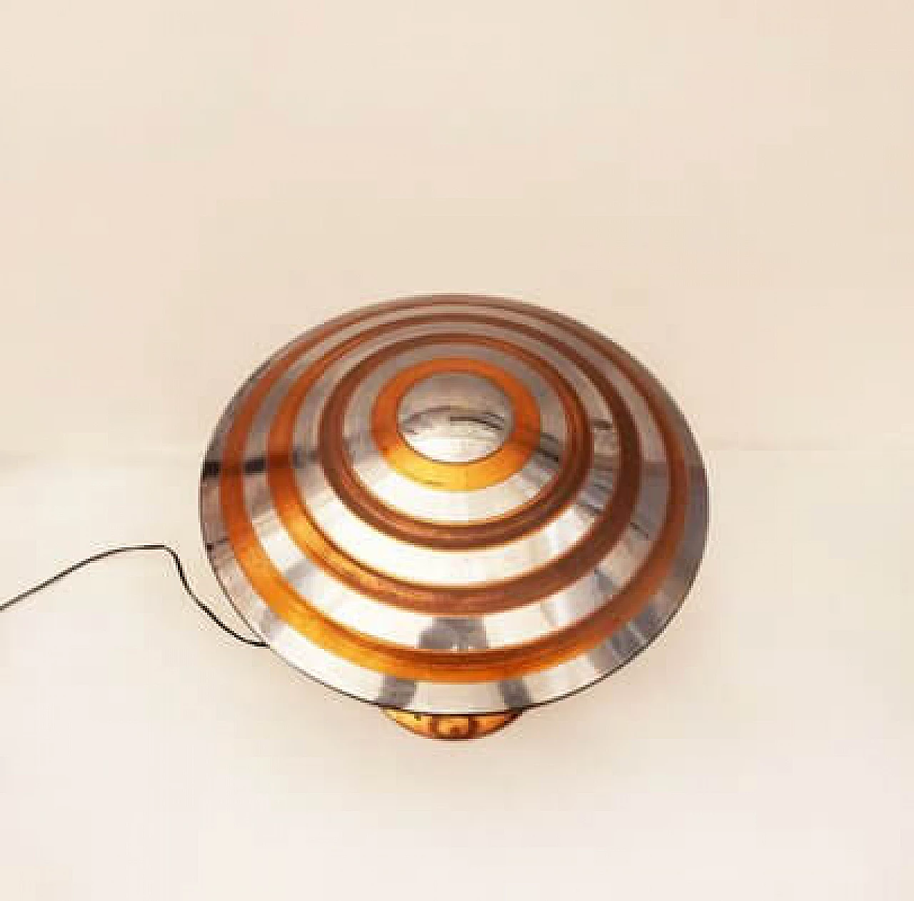 Pair of table lamps in chrome and copper metal, 1930s 4