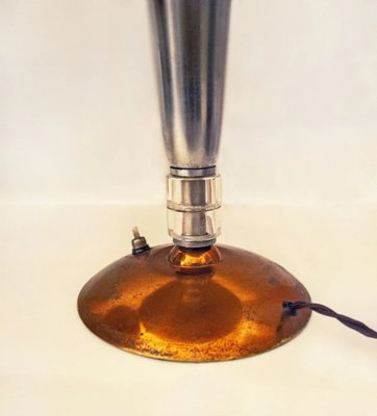 Pair of table lamps in chrome and copper metal, 1930s 5