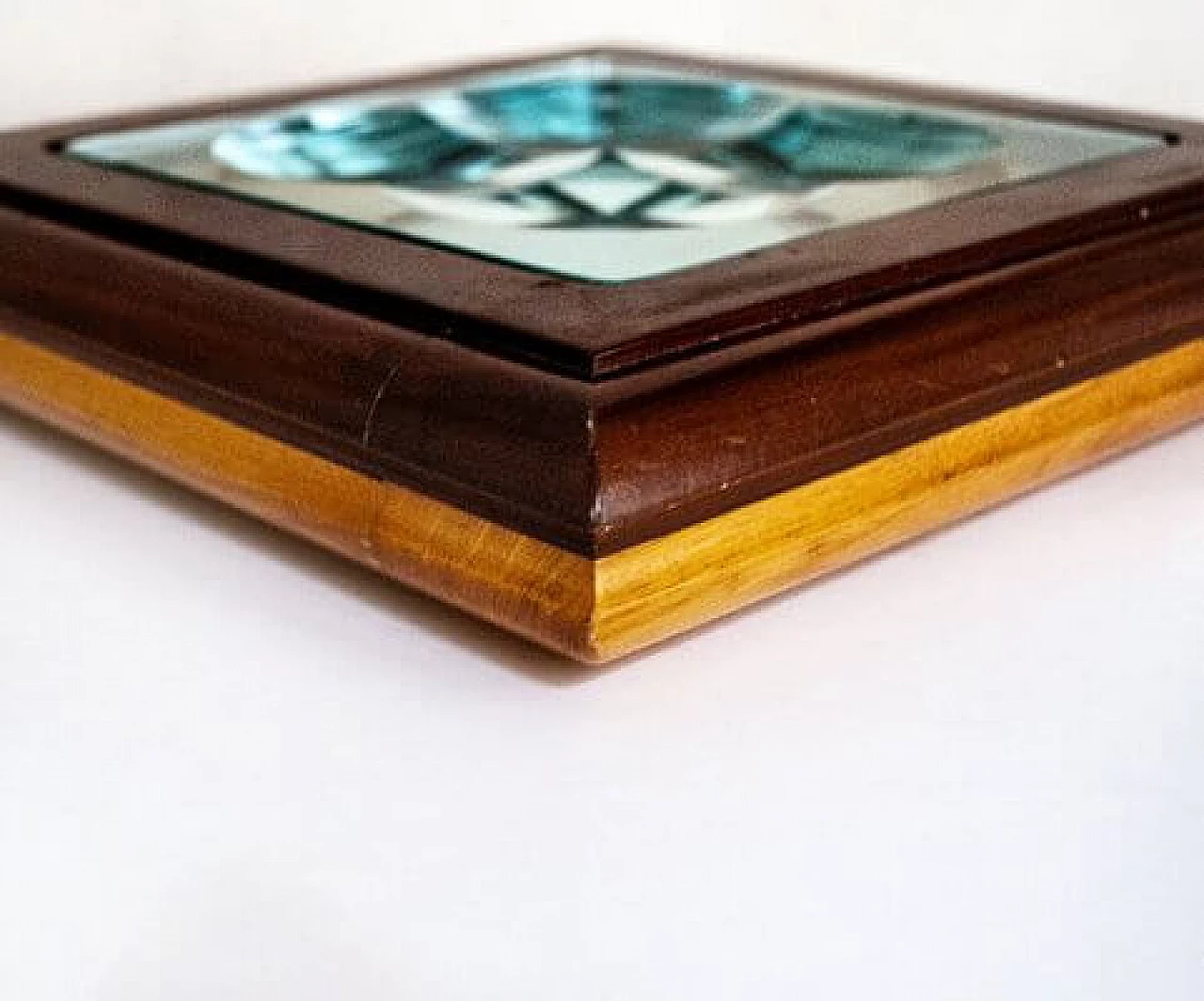 Glasswork with wooden frame from Fontana Arte, 1970s 6