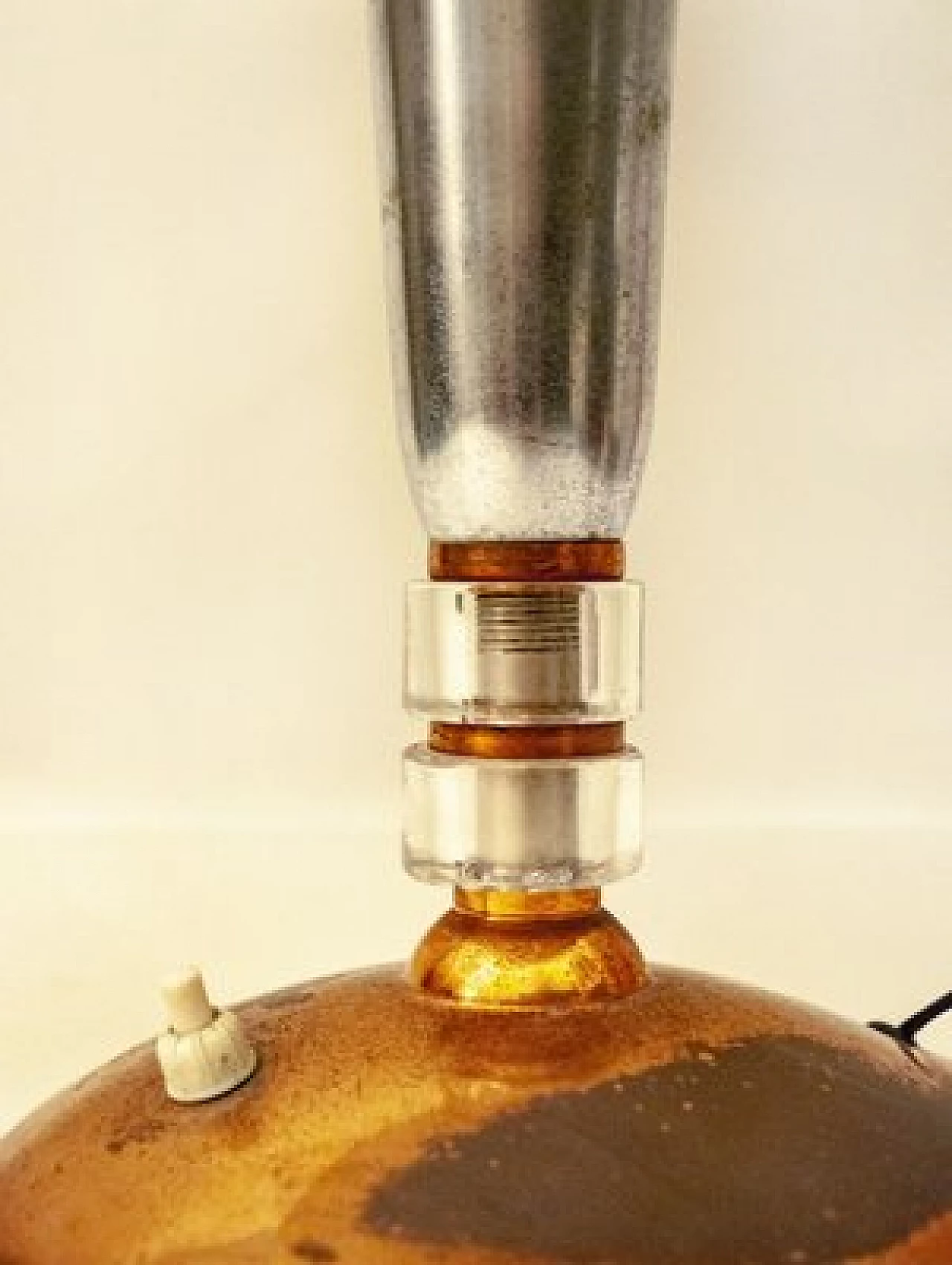 Pair of table lamps in chrome and copper metal, 1930s 6