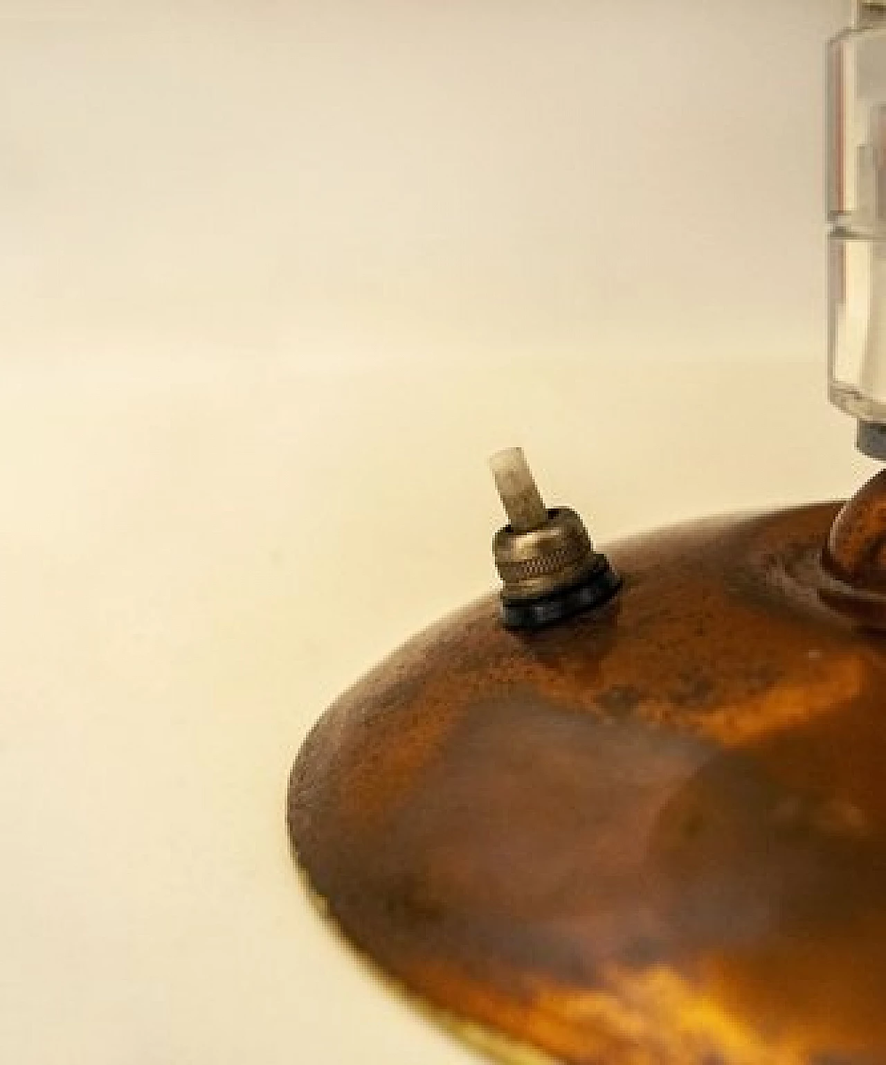 Pair of table lamps in chrome and copper metal, 1930s 7