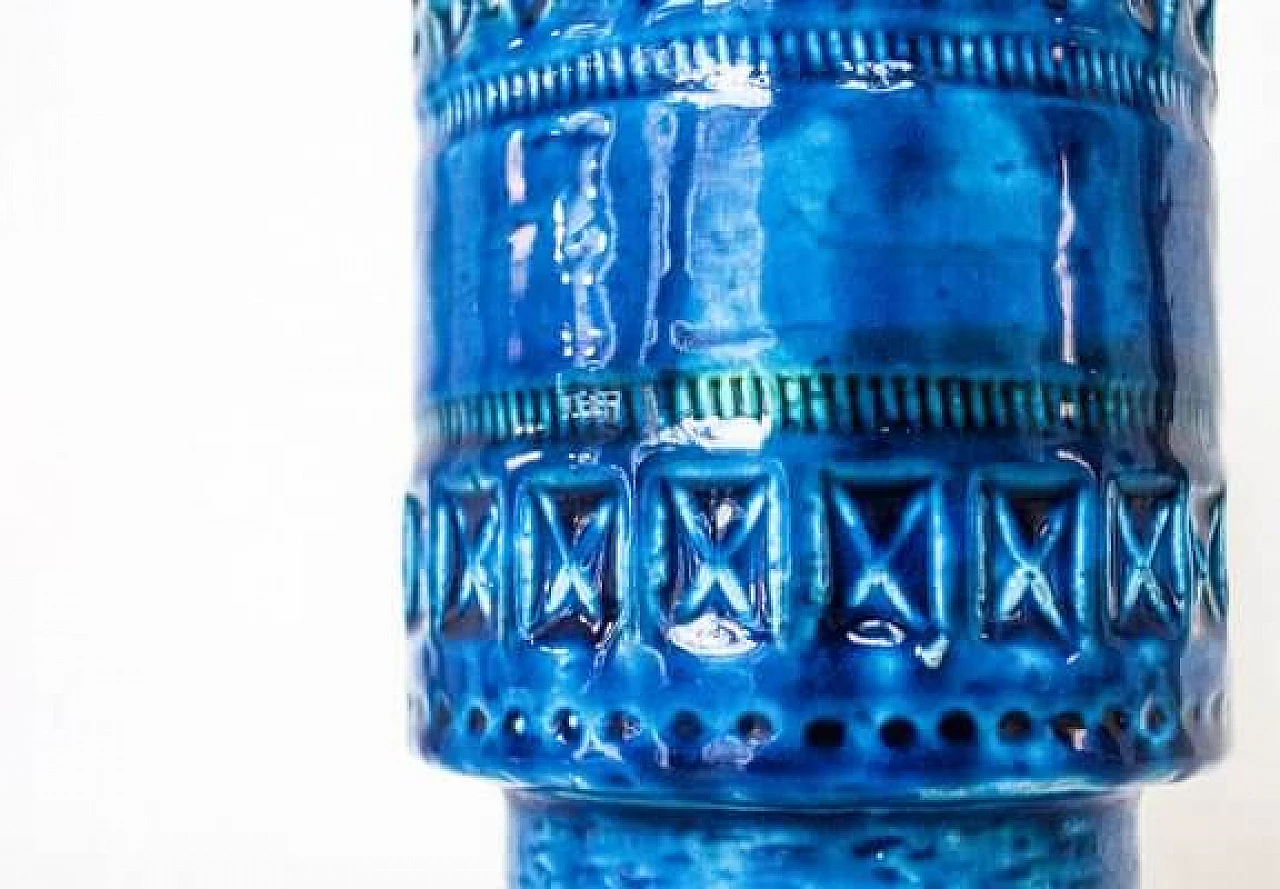 Pair of blue ceramic vases by Aldo Londi for Bitossi, 1960s 7