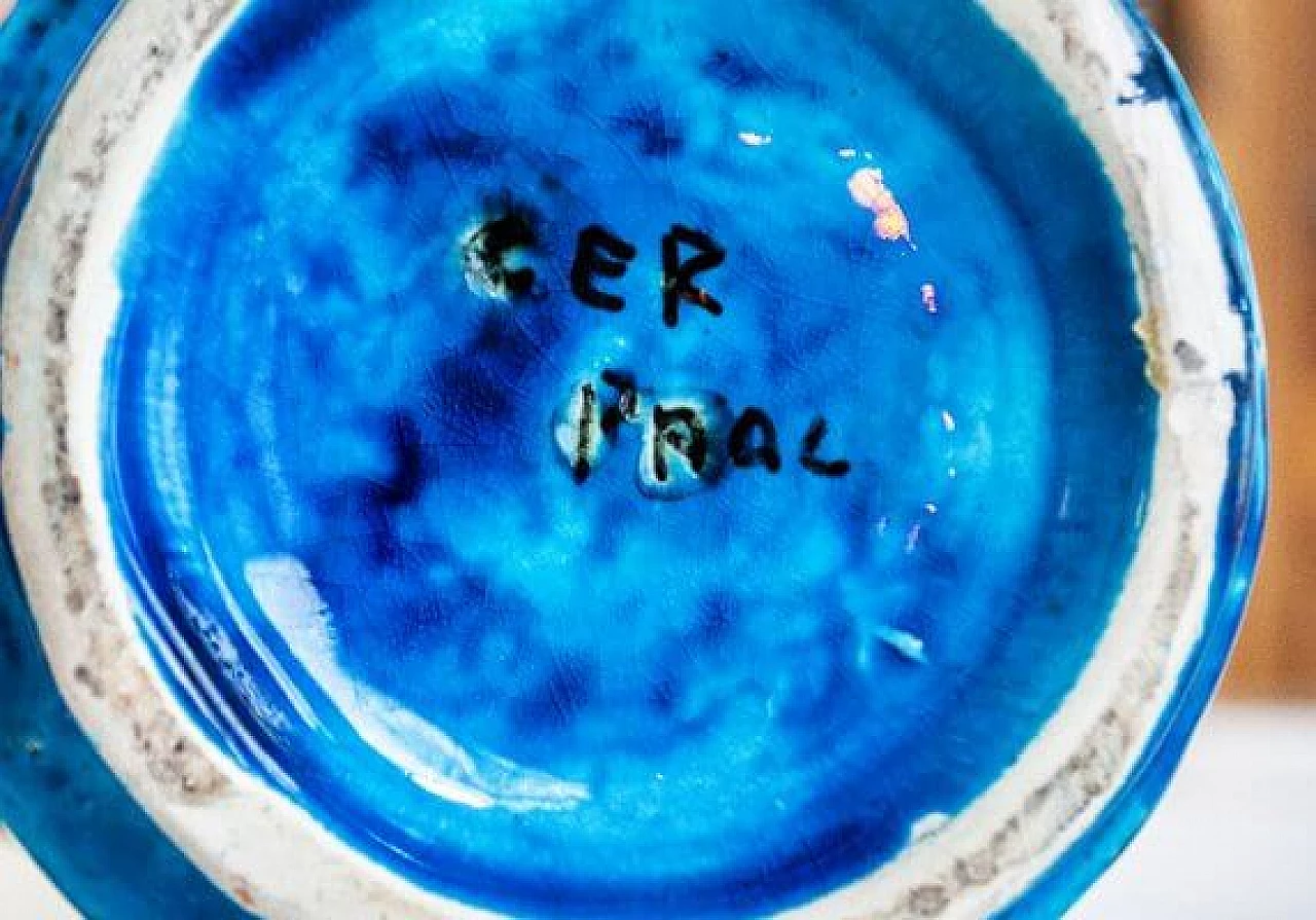 Pair of blue ceramic vases by Aldo Londi for Bitossi, 1960s 9