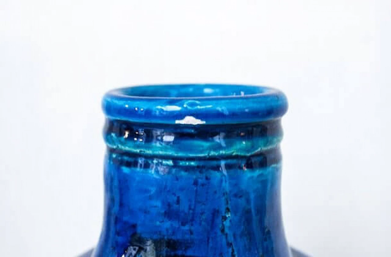Pair of blue ceramic vases by Aldo Londi for Bitossi, 1960s 10