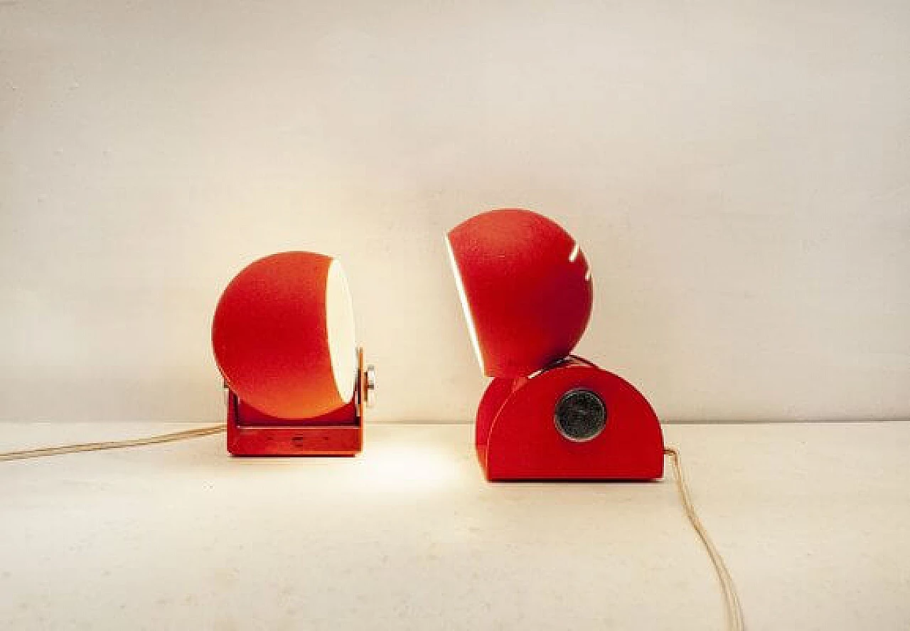 Coppia di Lampade da tavolo arancioni, anni '70 2