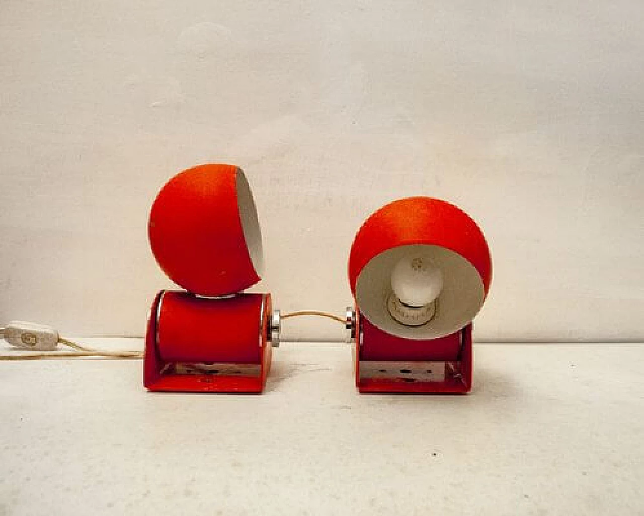 Coppia di Lampade da tavolo arancioni, anni '70 3