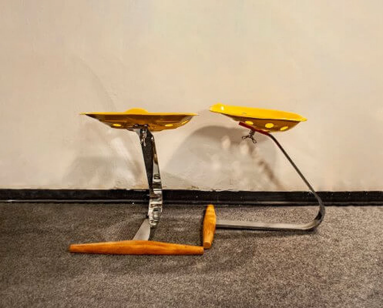 Pair of yellow stools by Achille Castiglioni for Zanotta, 1950s 2