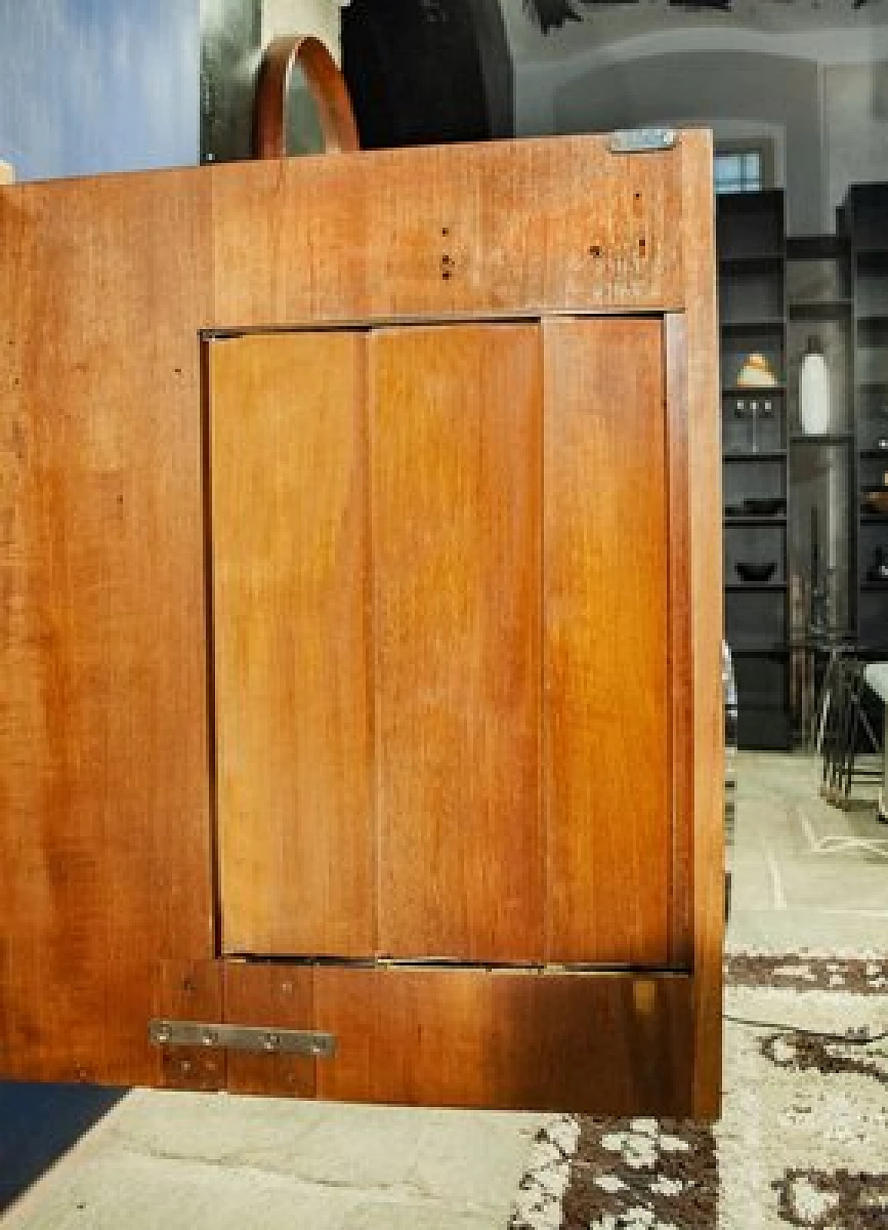 Wooden wall unit with bar cabinet decorated with boiserie, 1958 7