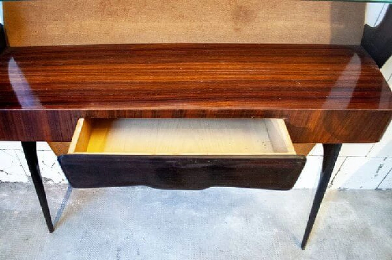 Wooden console with glass top, 1950s 9