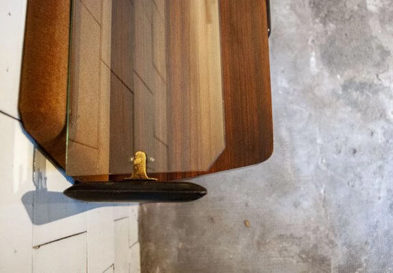 Consolle in legno con piano in vetro, anni '50 10