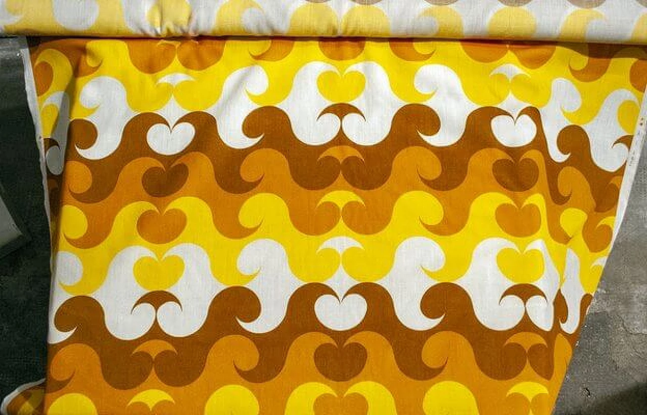 Tessuto giallo e arancione in cotone di Col Nova Diolen Ultra, anni '70 2