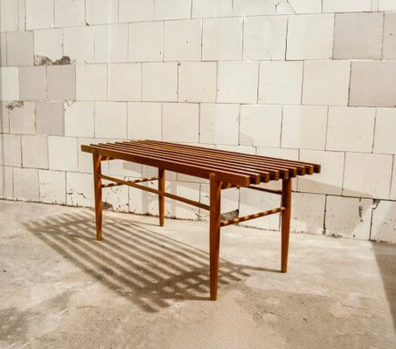 Panca in legno di noce, anni '50 3