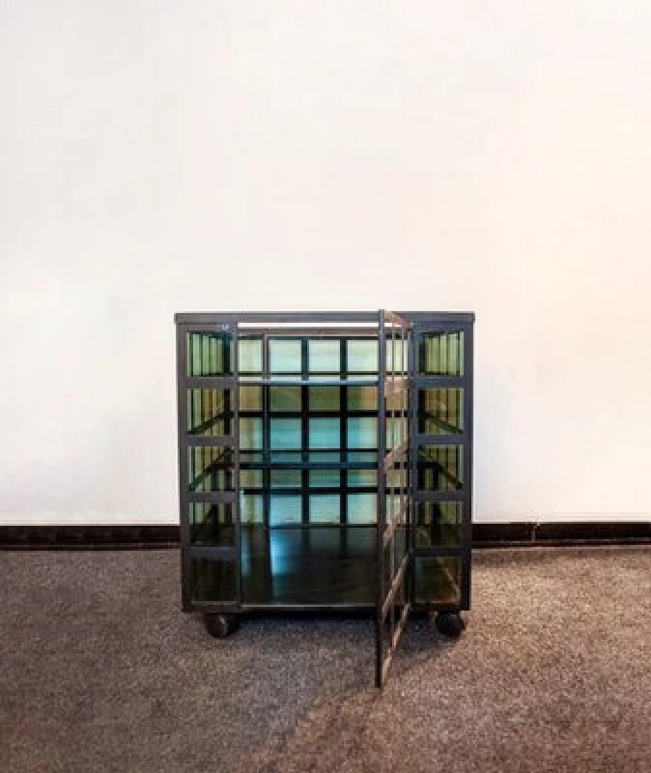 Iron & glass Go Go bar cart by Anna Anselmi for Bieffeplast, 1980s 2