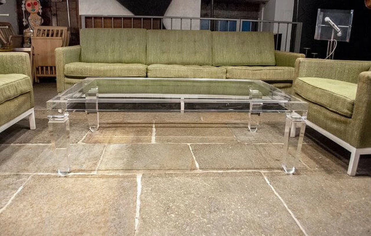 Tavolino da salotto in vetro acrilico di Fabianart, anni '80 1