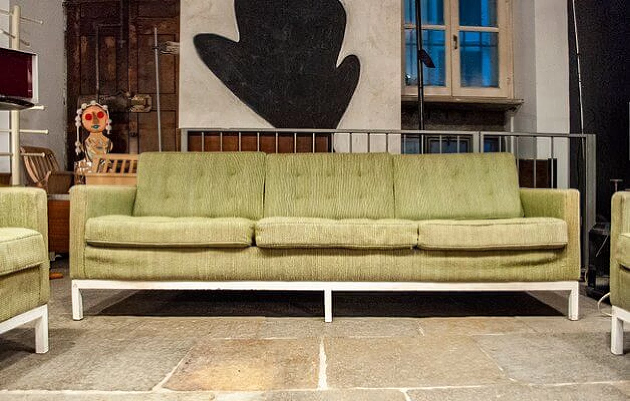 Sofa with green fabric by Florence Knoll Bassett from Knoll Inc., 1954 1