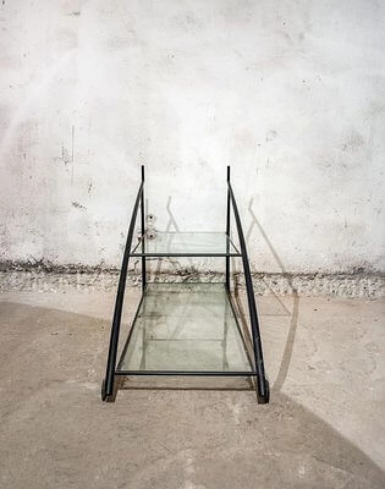 Carrello bar in ferro e vetro, anni '80 3