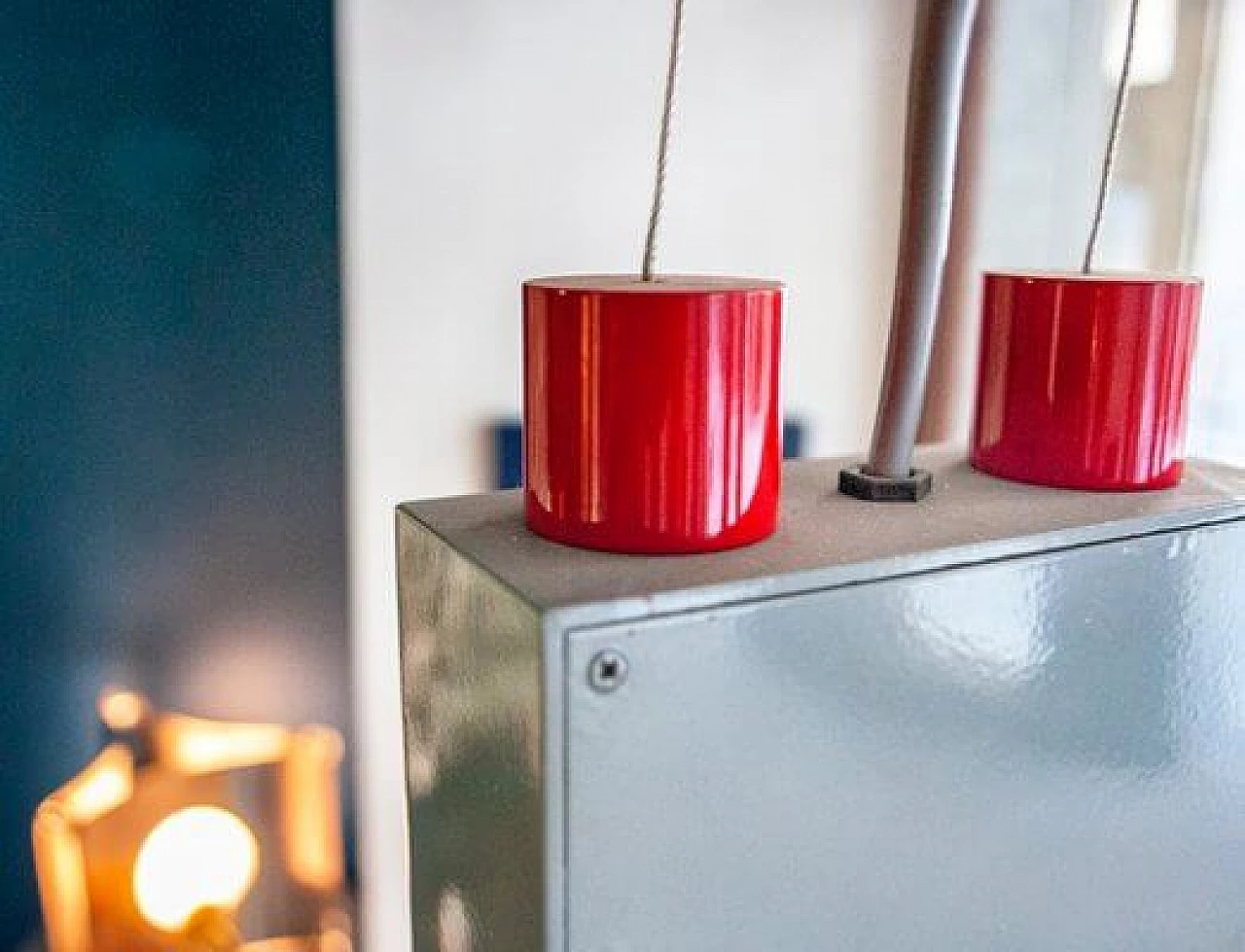 Orange metal ceiling lamp, 1980s 4