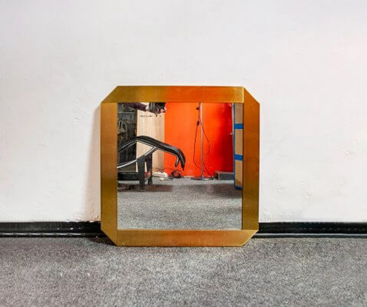 Brass-plated mirror by Gaetano Sciolari for Valenti, 1970s 1