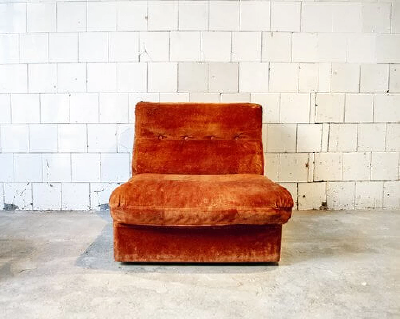 3 Suede orange sofas by Antonello Mosca for Cinova, 1960s 4