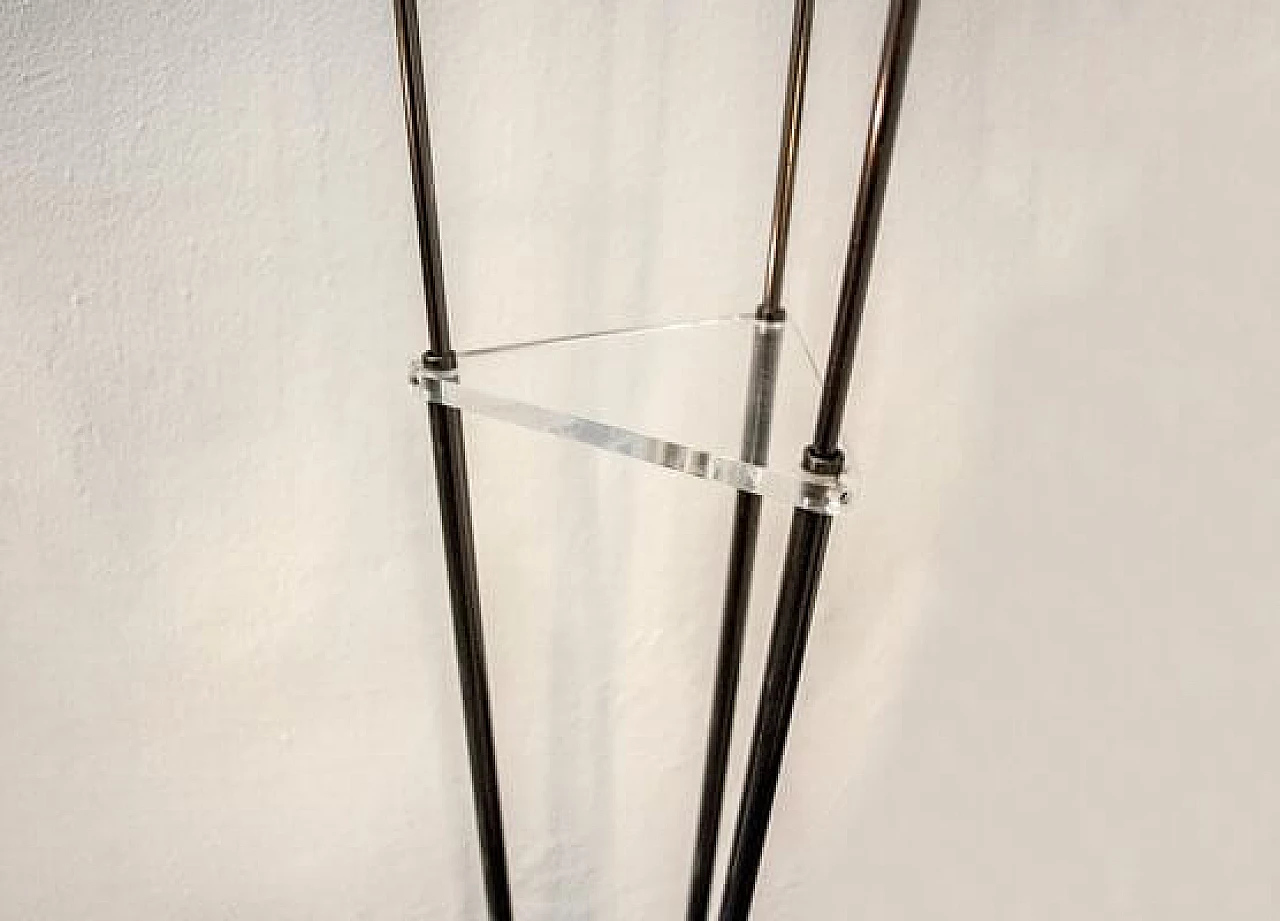 Lampada da terra a tre luci in metallo finitura canna di fucile, anni '80 4
