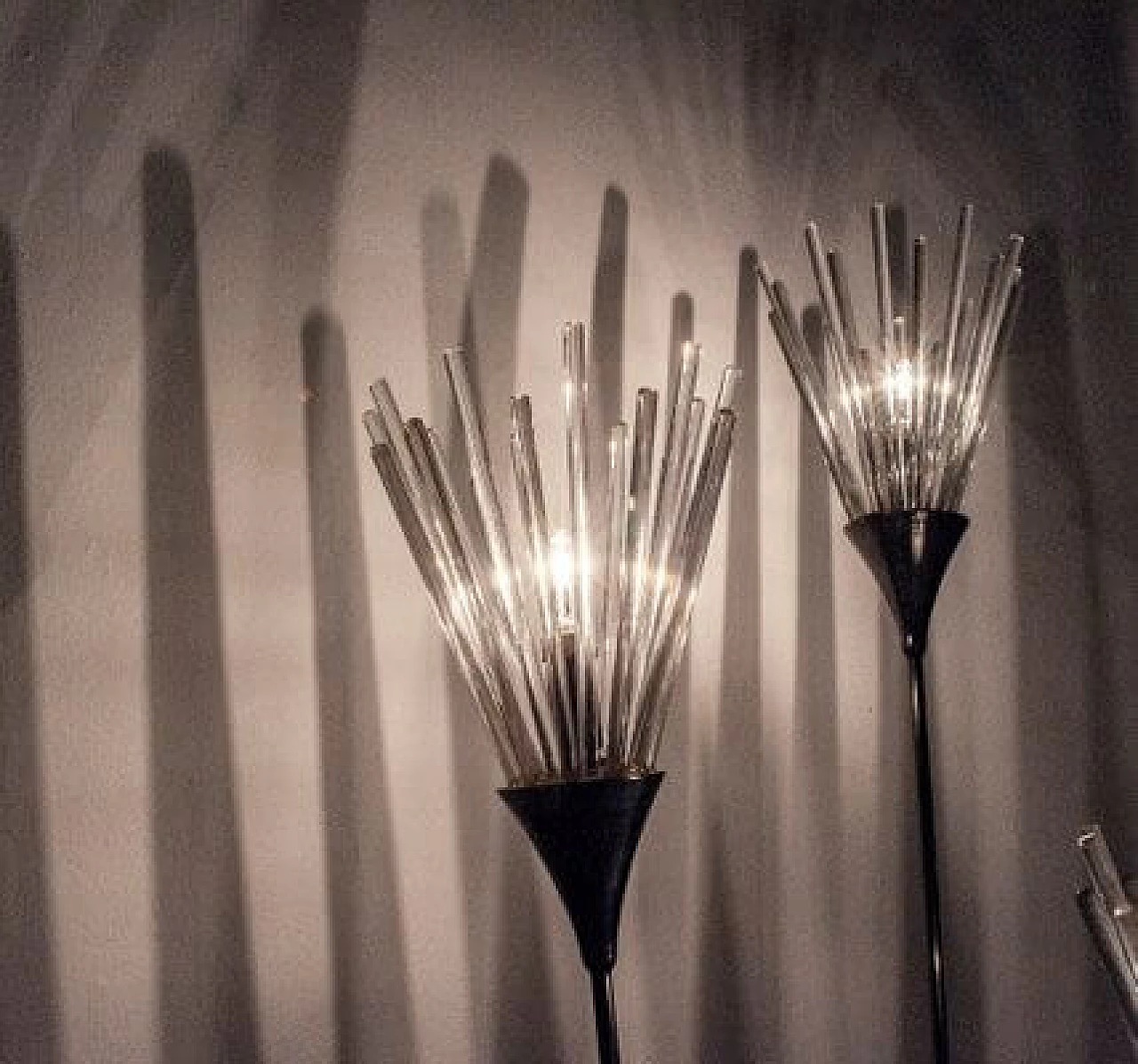 Lampada da terra a tre luci in metallo finitura canna di fucile, anni '80 5