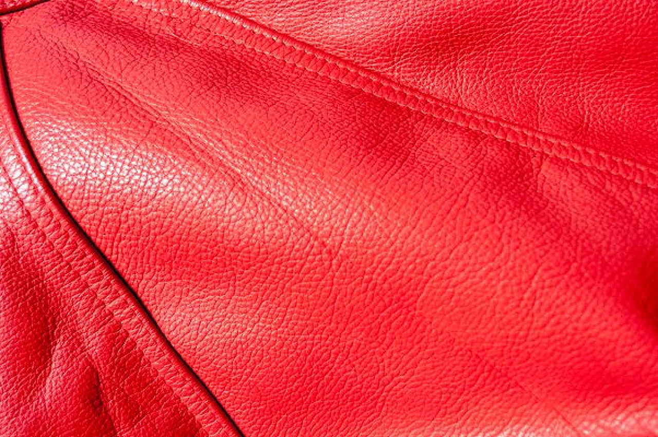 Pouf rosso in pelle, anni 2000 4