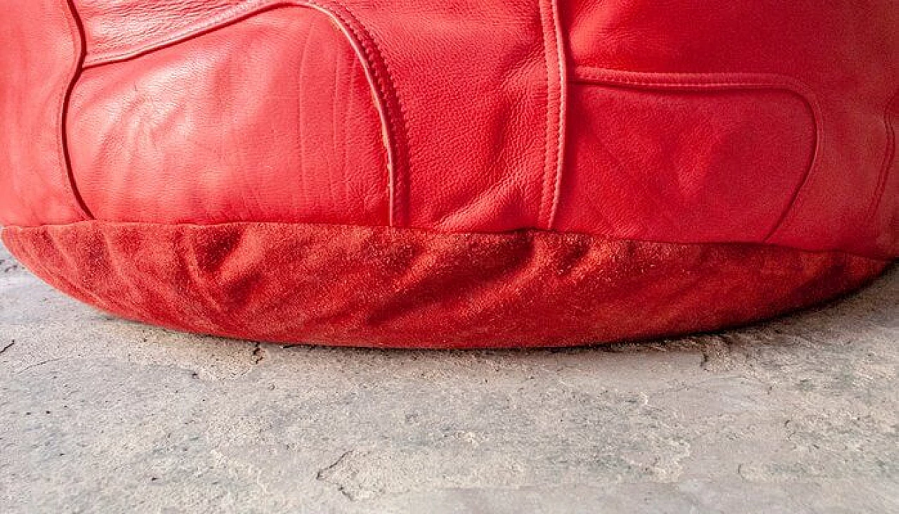 Pouf rosso in pelle, anni 2000 5