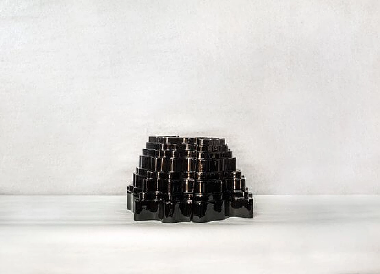 Modular black ceramic vases by Sergio Asti for Gabbianelli, 1968 1