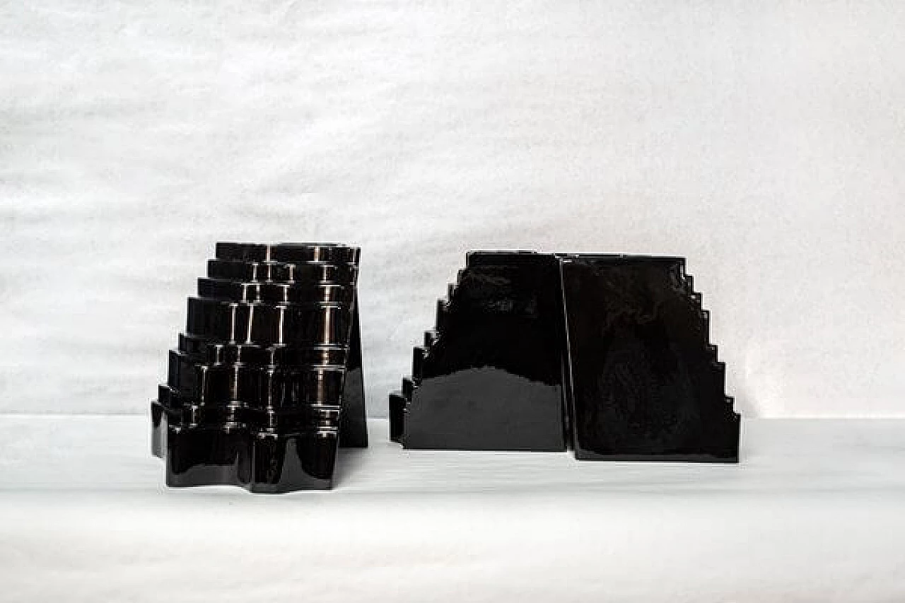 Modular black ceramic vases by Sergio Asti for Gabbianelli, 1968 3