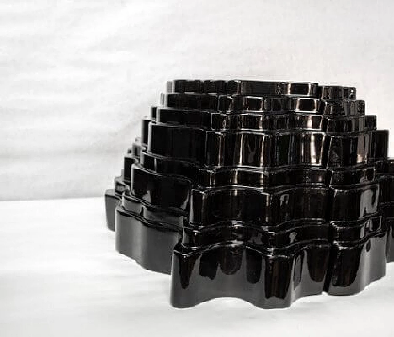 Modular black ceramic vases by Sergio Asti for Gabbianelli, 1968 5