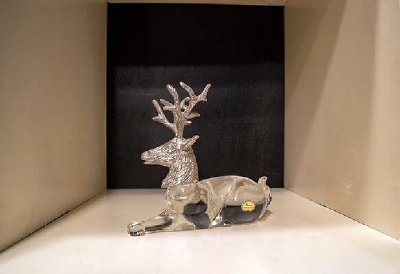Deer sculpture in Murano glass and metal, 1970s 1