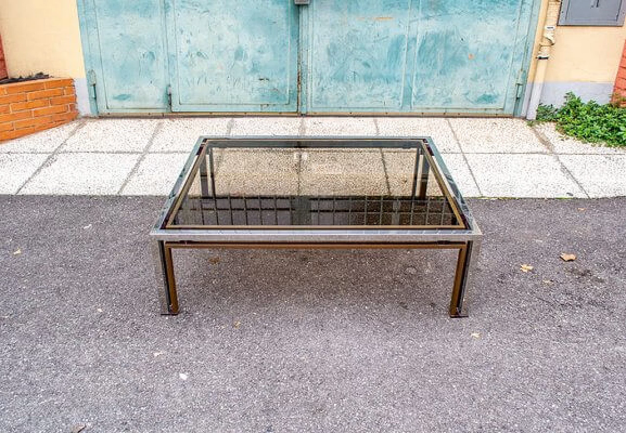 Steel and brass coffee table with acrylic glass decorations, 1970s 2
