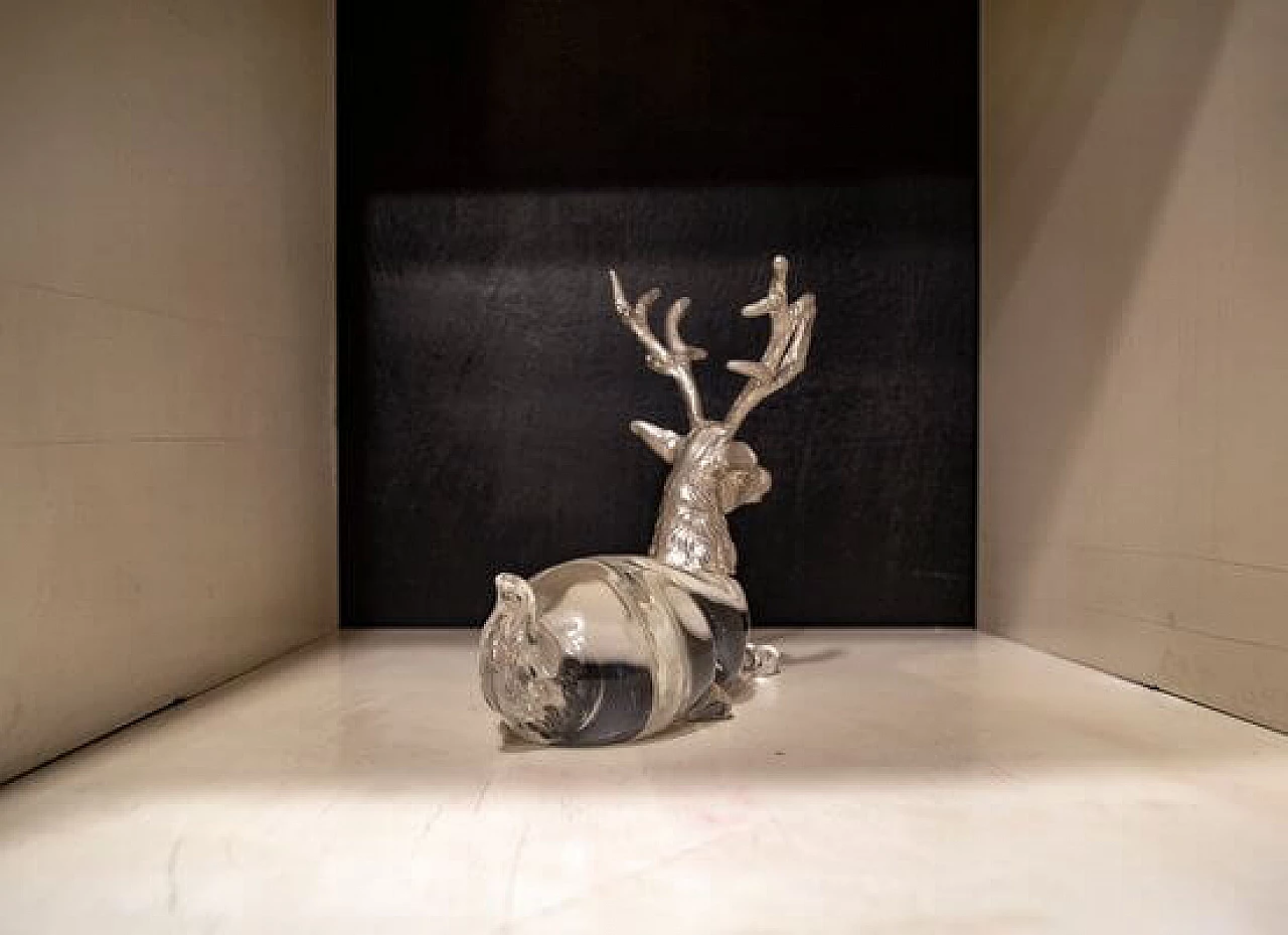Deer sculpture in Murano glass and metal, 1970s 3
