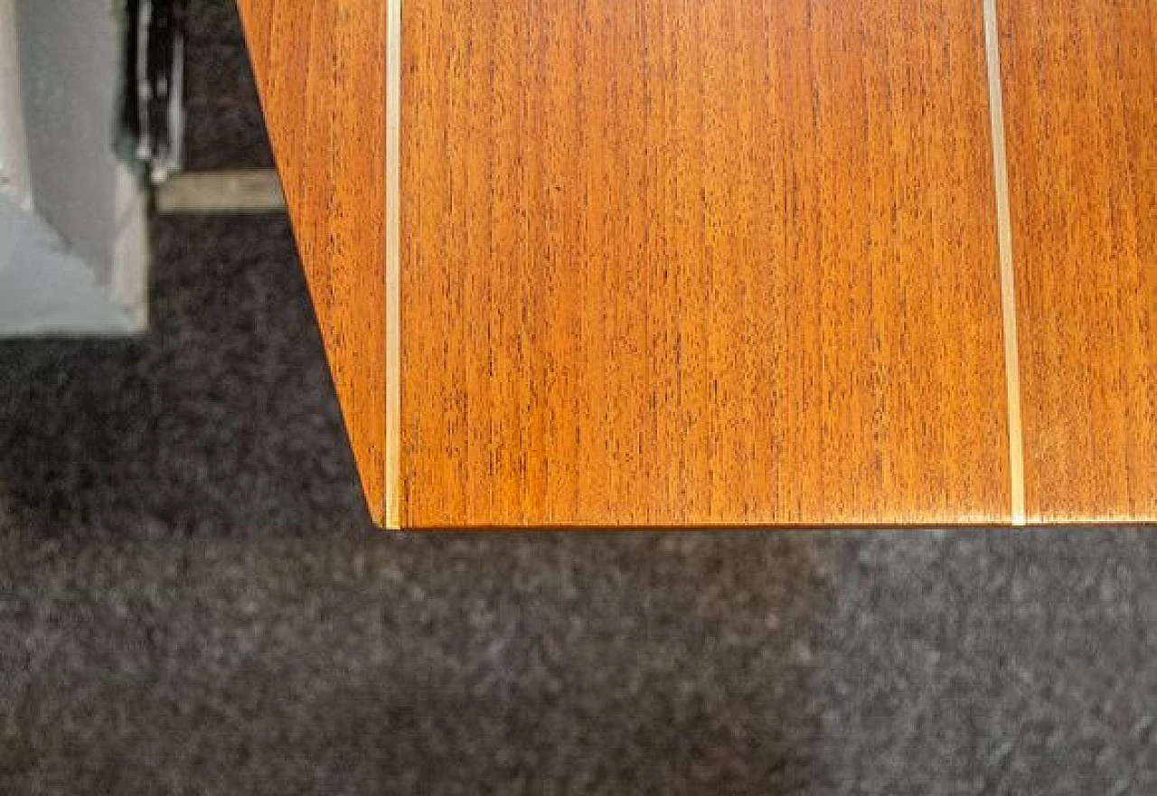 Tavolino in ferro, legno e ottone, anni '50 3