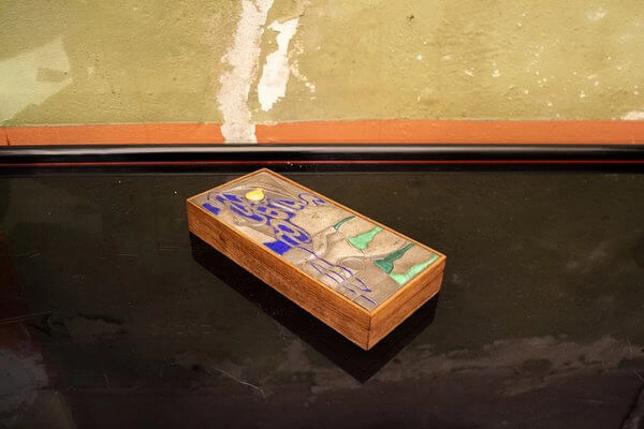 Scatola in legno con decorazione in argento di Ottaviani, anni '60 2