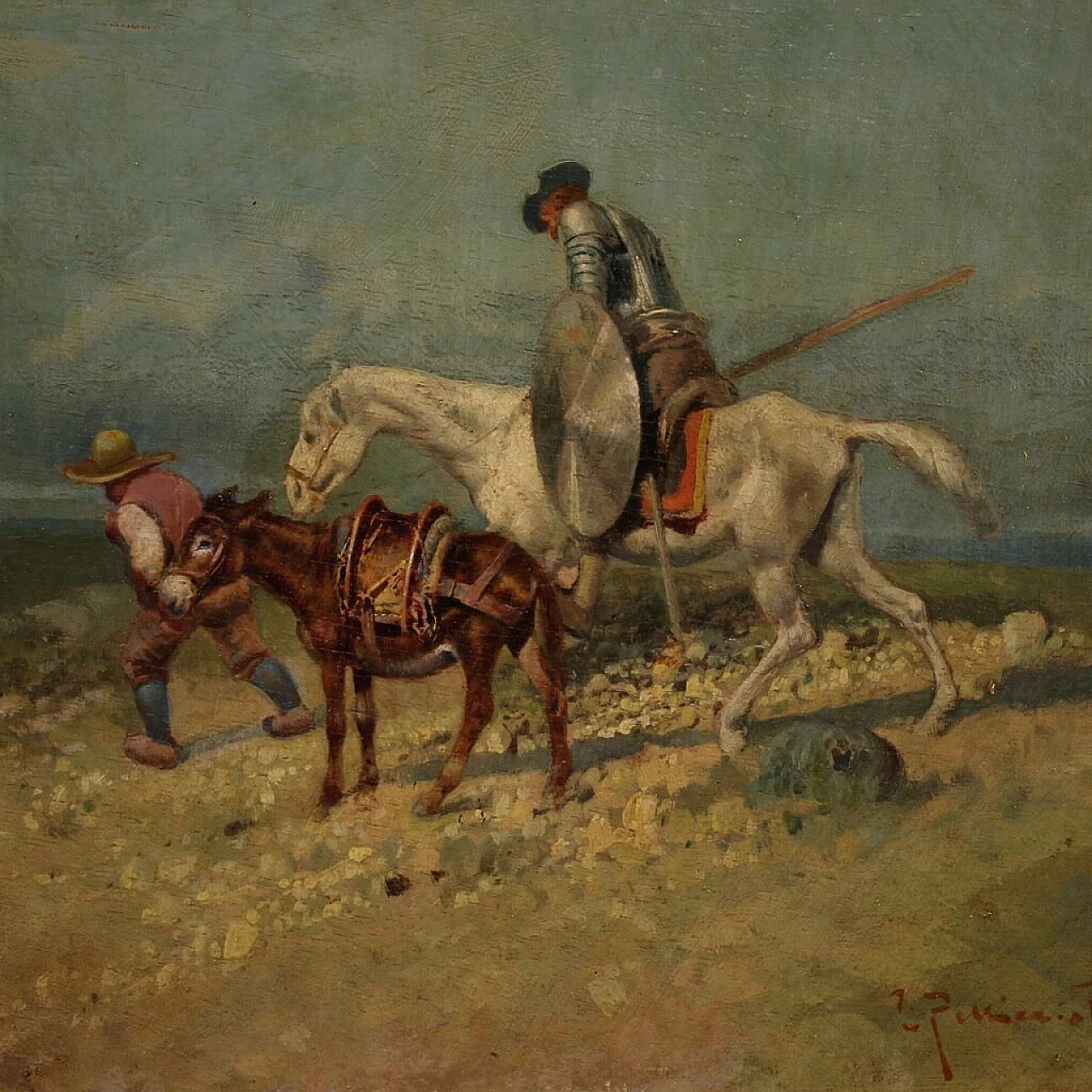 Don Quixote and Sancho Panza, oil on panel, 1940s 1