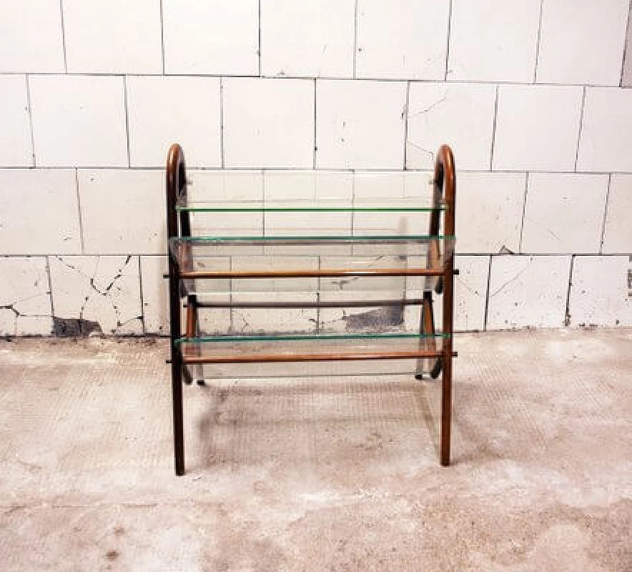 Magazine rack in wood & glass by Ico Parisi, 1950s 2