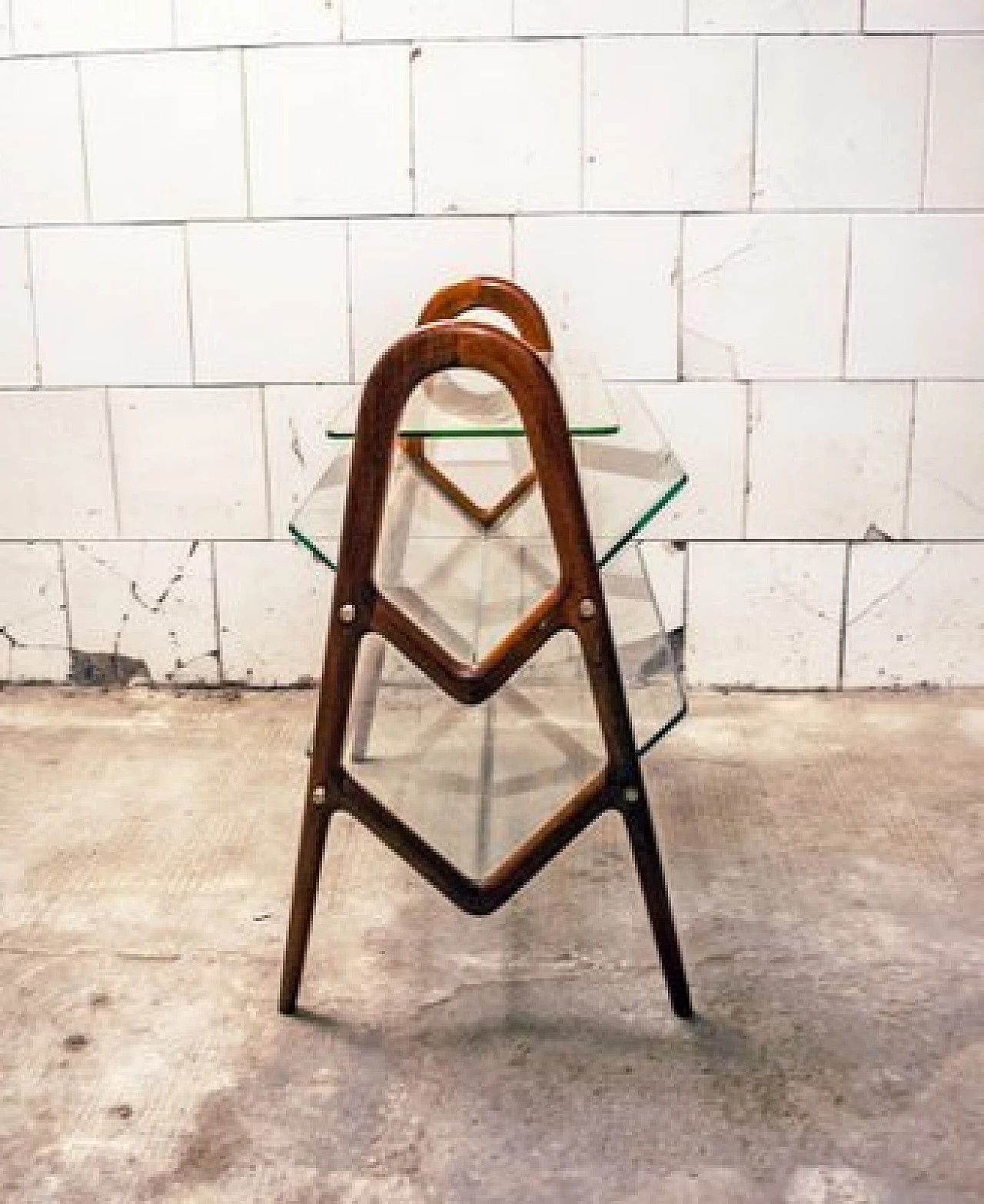 Magazine rack in wood & glass by Ico Parisi, 1950s 3