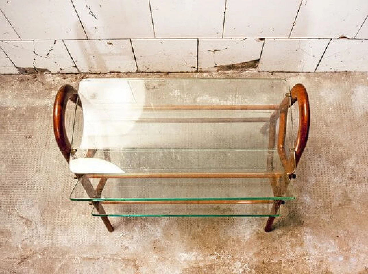 Magazine rack in wood & glass by Ico Parisi, 1950s 4