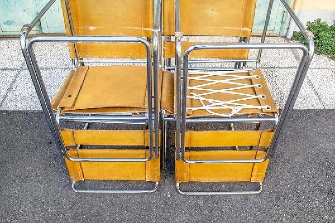 4 chrome-plated metal and leather chairs by Gastone Rinaldi for Rima, 1970s 6