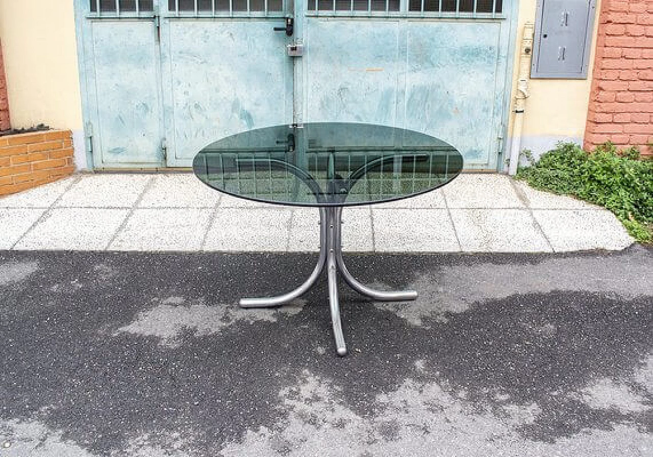 Round table in chromed metal and glass by Giotto Stoppino, 1960s 2