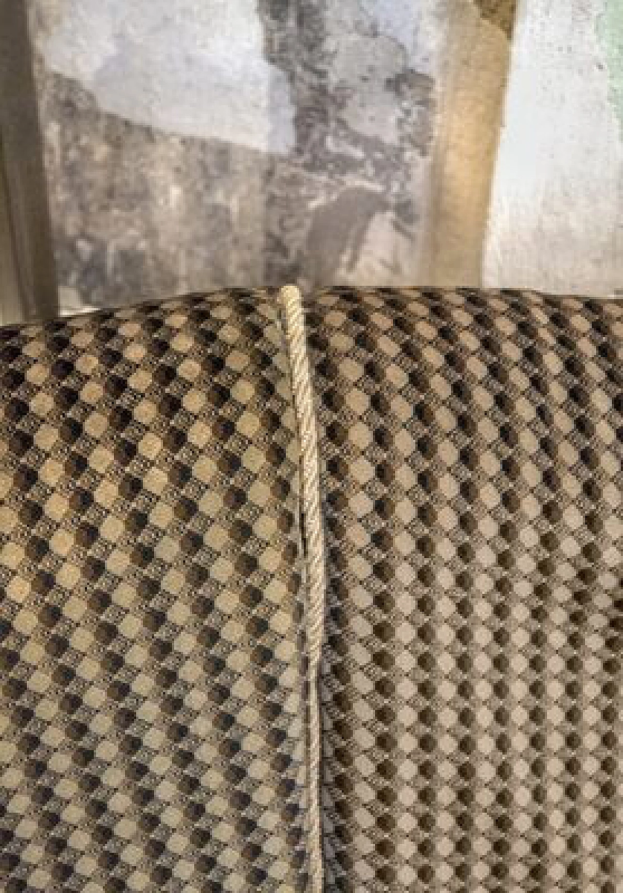 Brass and fabric sofa and pair of armchairs, 1960s 2