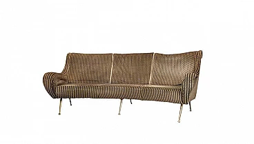 Fabric sofa with brass legs, 1960s