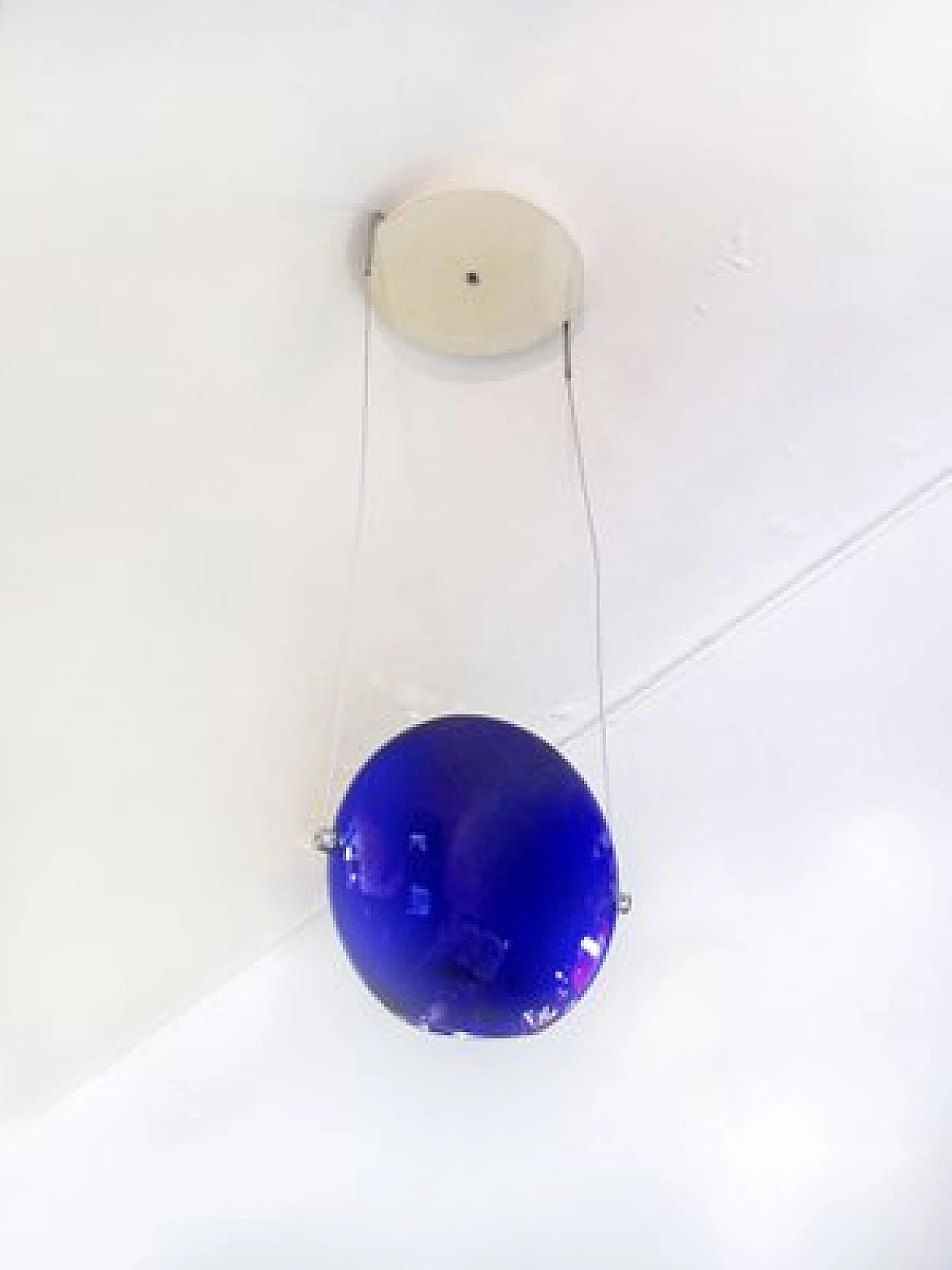 Blue glass ceiling lamp from Saporiti, 1980s 1