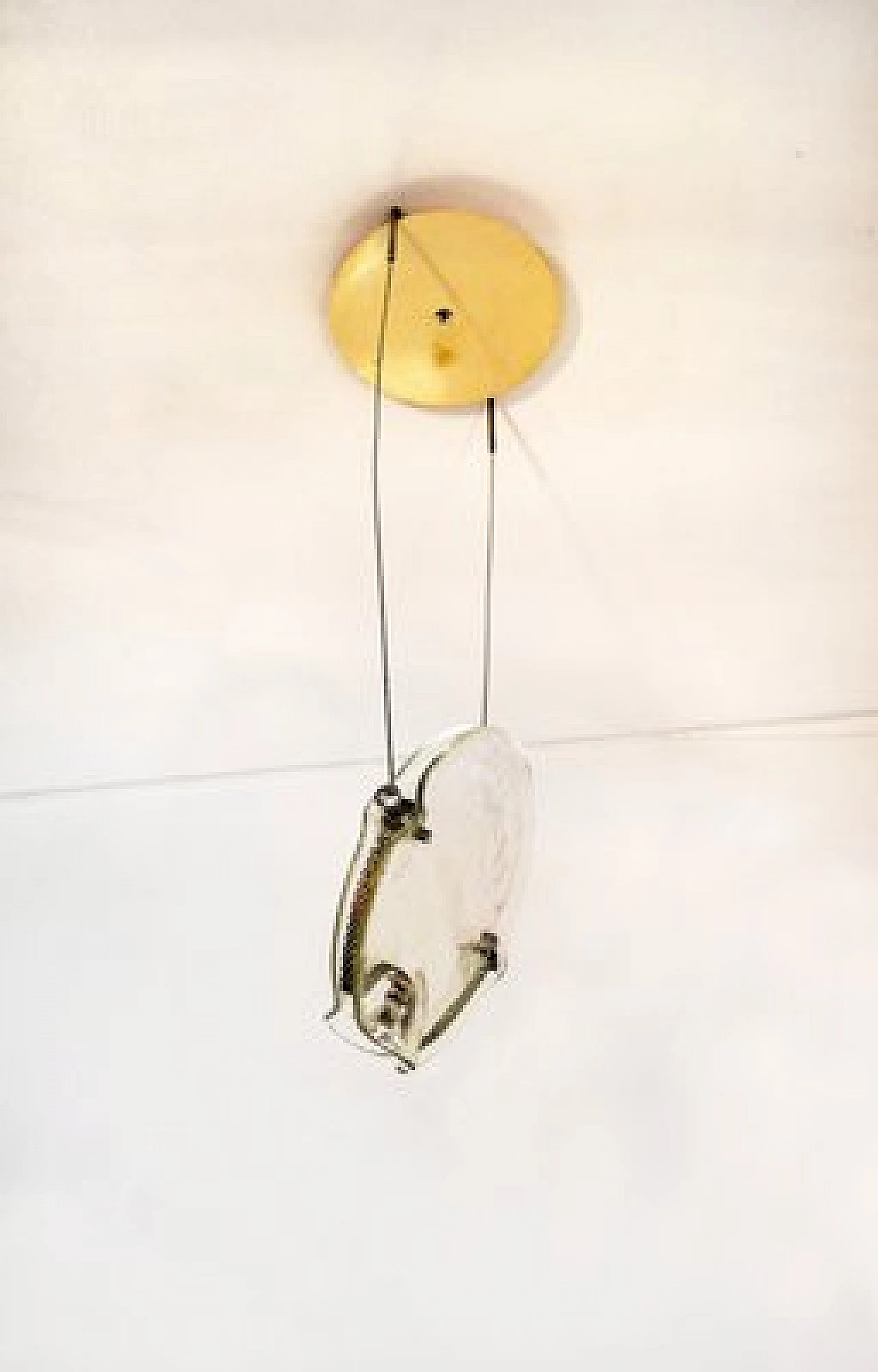 Glass ceiling lamp with cromed metal details by Saporiti, 1980s 1